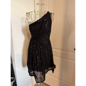 Women's Unbranded Black Sequin One Shoulder Dress Size 4